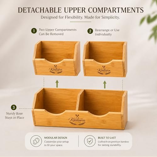 Stackable Bamboo Pantry Storage Bins, Potato Onion Storage Organizer
