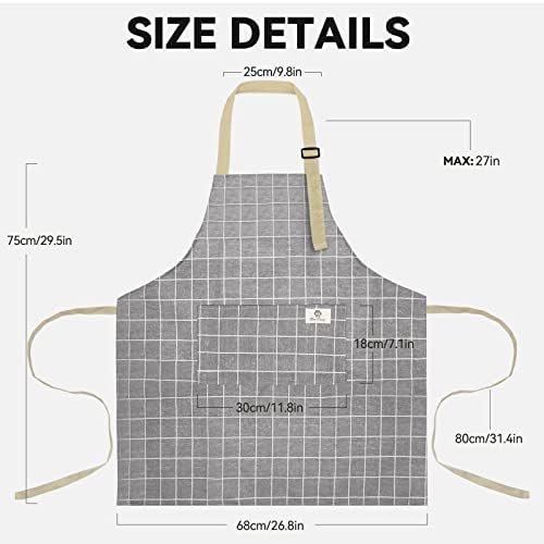 2 Pieces Aprons for Women with Pockets, Cotton Linen Waterproof