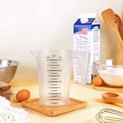 4 Cup/32 Oz Measuring Cups, Clear, Strong Food Grade Liquid Measure