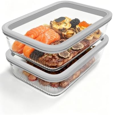 2 Pack 74oz Glass Food Storage Containers with Lids