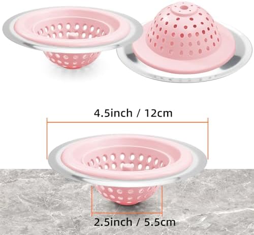 Silicone Kitchen Sink Strainer, 2 Pack, Pink