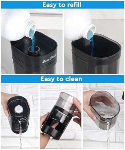 3-in-1 Kitchen Dish Soap Dispenser with Sponge Holder, Black