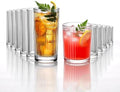 12PCS Ribbed Drinking Glasses - 6 Highball Glasses 8oz, 6 Rocks Glass