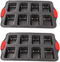 2 Packs 8 Cavity Non-Stock Mini Loaf Pan with Silicone Handle, Mini