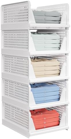 caktraie 5 Pack Stackable Closet Storage Baskets