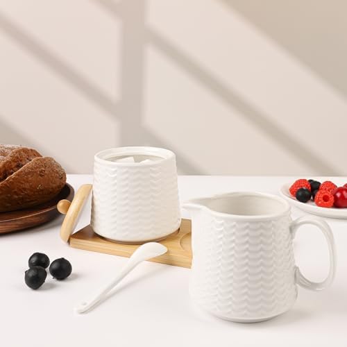Ceramic Sugar and Creamer Set, Porcelain Coffee Serving Set with Cream