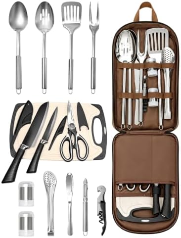 15-Piece Stainless Steel Camping Utensil Set