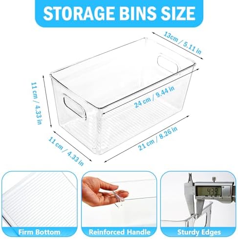 10 Pcs Clear Plastic Storage Bins,Pantry Organizer Bins