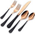20-Pieces Rose Gold and Black Silverware Sets for 4,Black Handle