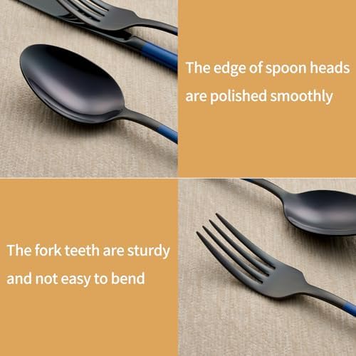 20-Piece Black and Dark Blue Silverware Set 18/0 Stainless Steel