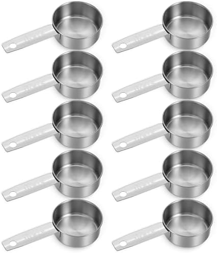 10 Pcs 1/4 Cup Scoop, 60ml/2oz Stainless Steel Measuring Spoons Metal
