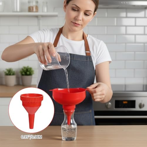 5 Pcs Wide Mouth Funnel, Food Grade Wide Funnels with Strainer Long