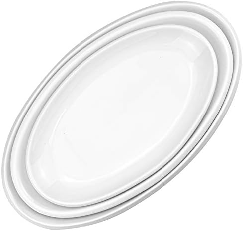 Foraineam Set of 3 Sizes Porcelain Oval Serving Platters White Dinner