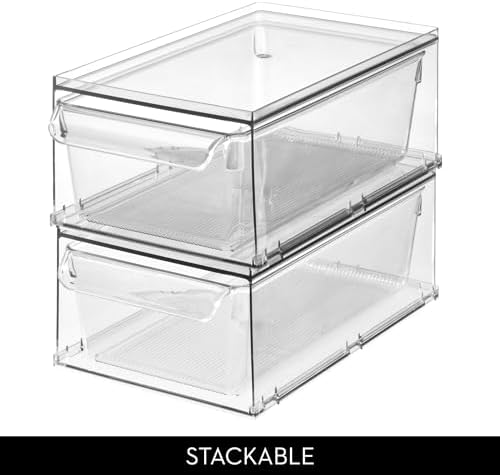 iDesign Stackable Kitchen Storage Drawer, Set of 4, Clear