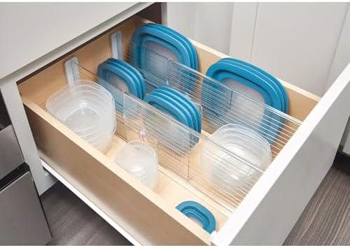 iDesign Plastic Adjustable Drawer Dividers, Clear, Set of 2