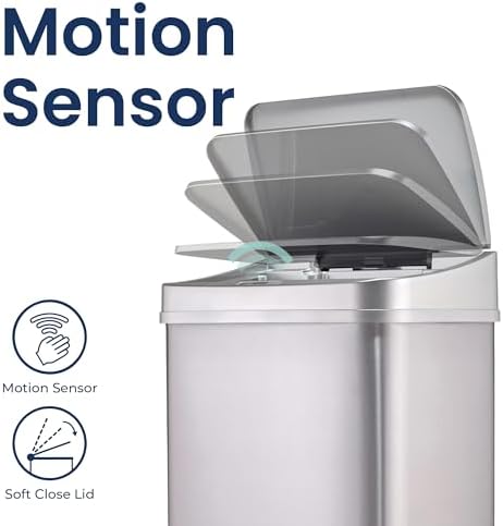Ninestars 13 Gallon Touchless Stainless Steel Trash Can
