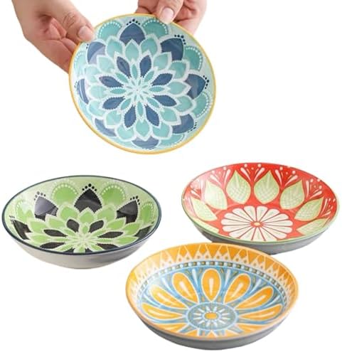 6 inch 4 Pack Cute Bohemian Colorful Ceramic Candy Bowls