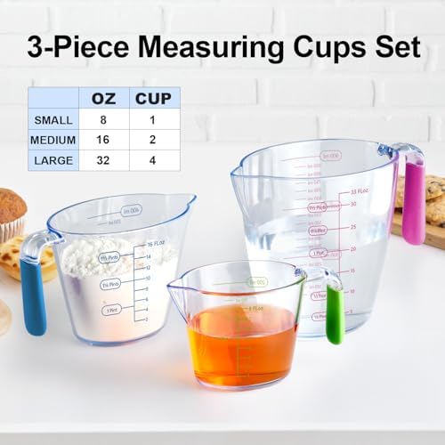 Liquid Measuring Cups with Spout 3 Pcs with ML OZ Scale