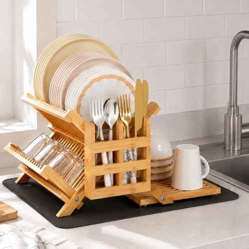 Greenual Bamboo 3-Tier Dish Drying Rack