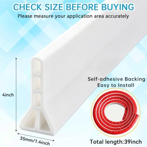 4'' High Shower Threshold Water Dam,Silicone Shower Water Guard (39")