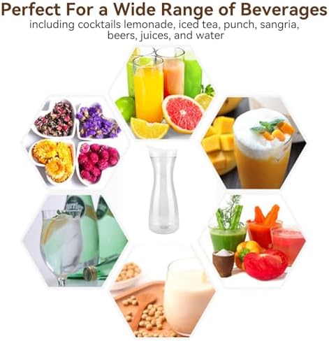 32OZ Plastic Water Carafe Pitcher, Shatterproof Clear Airtight Drink