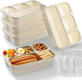 Bento Box 5-Pack, 4-Compartment Lunch Box for Women, Men & Kids