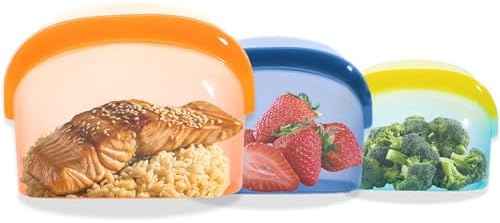 Reusable Silicone Food Storage Bags (3-Pack) | Stand-Up Wide Bottom