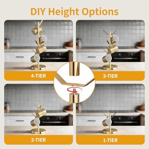 Stainless Steel Mug Holder Tree, Updated Thick Coffee Cup Holder Base