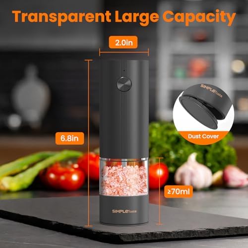SIMPLETASTE Rechargeable Electric Salt and Pepper Grinder Set