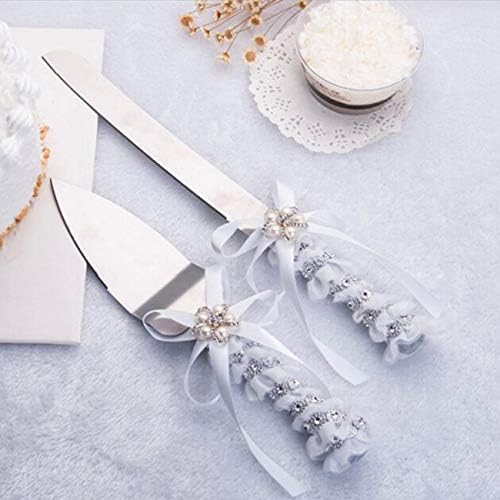 TIHOOD Set of 2 Rustic Wedding Cake Knife and Serving Set with Twine