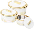 Pinnacle Insulated Casserole Dish with Lid 3 pc Set 3.7/2.6/1.5 qt. Hot Pot Food Warmer/Cooler –Thermal Soup/Salad Serving Bowl- Stainless Steel Hot Food Container–Best Gift Set for Moms –Holidays