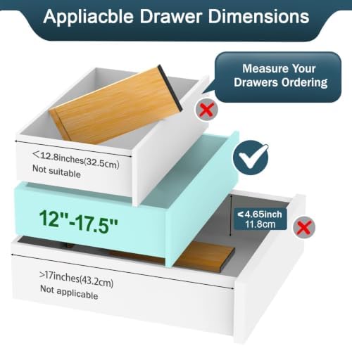 Lzerking Bamboo Drawer Dividers 4.65" High, Adjustable Dresser Drawer