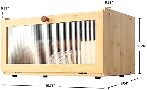 ETMI Bamboo Bread Box for Kitchen Counter-Large Capacity Bread Storage Container Farmhouse Bread Box with Window Bread Holder