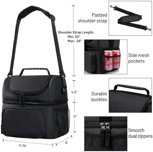MIER Men's Insulated Lunch Box - Large Lunch Bag Cooler for Outdoor
