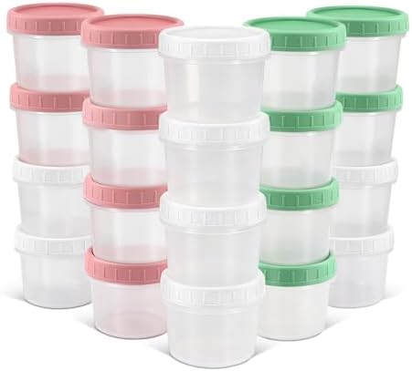 DEMORA 5 oz Small Plastic Containers with Twist on Lids [20 Sets]
