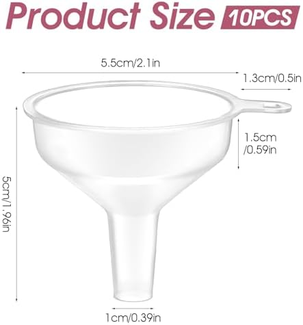 10 Pack Small Funnels Food Grade Mini Funnel Easily Transfer Liquids