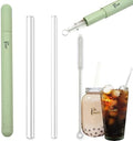 Reusable Glass Drinking Boba Straws with Brush set&Portable Case