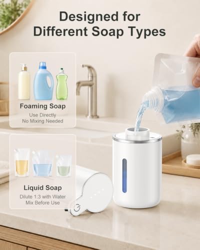 Fantictas Automatic Foaming Soap Dispenser Touchless, 4 Adjustable