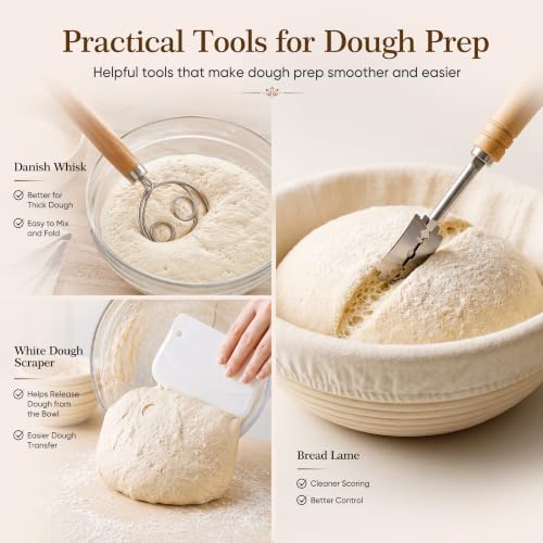 Sourdough Starter Kit, Round & Oval Banneton Baskets
