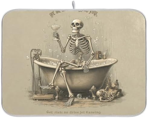 OTVEE Enjoy Bathtub with Wine Dish Drying Mat for Kitchen Counter