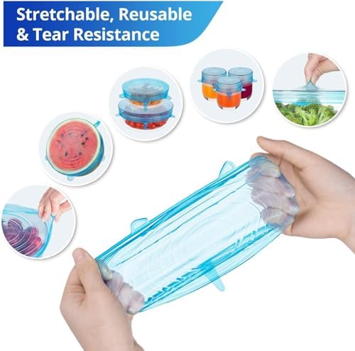 Reusable Silicone Stretch Lids, 6 Pack