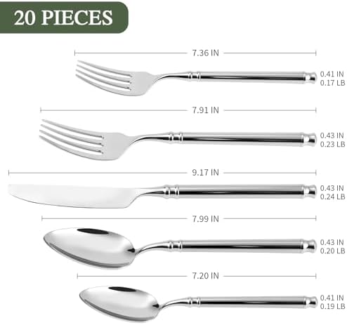 DEACORY Silverware Set 18/10 Stainless Steel Vintage Flatware Set