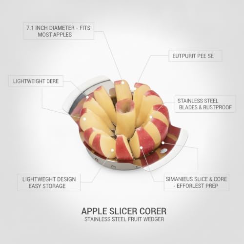 Apple Corer and Slicer, Stainless Steel Fruit Wedger for Uniform Pie