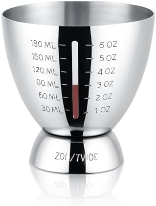 Stainless Steel Cocktail Jigger with OZ&ML Markings, 1–6oz