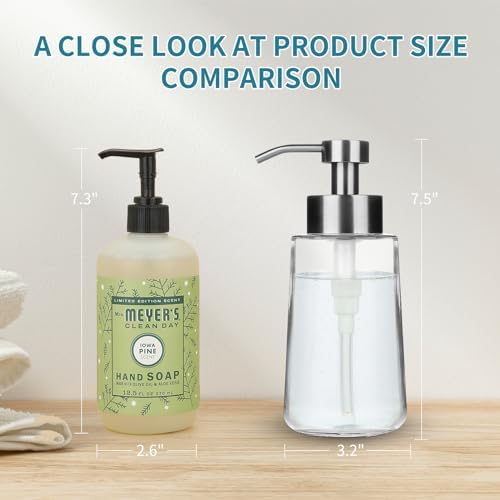 Glass Soap Dispenser 16oz Hand Soap Dispenser Brushed Nickel