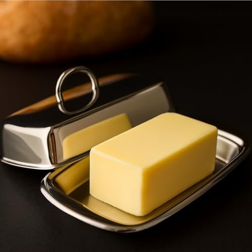 Stainless Steel Butter Dish with Lid, Butter Keeper for Countertop or