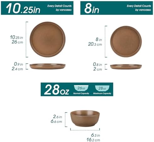 vancasso Plates and Bowls Sets, 18 Pieces Stoneware Dinnerware Set for