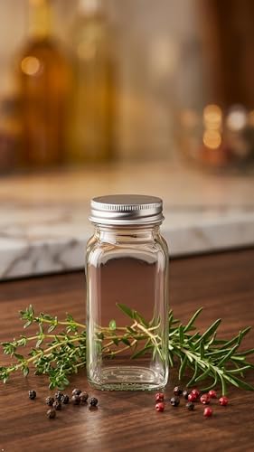 12 pieces of French Square Glass Spice Bottles 6 oz Spice Jars with