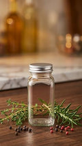 12 pieces of French Square Glass Spice Bottles 6 oz Spice Jars with