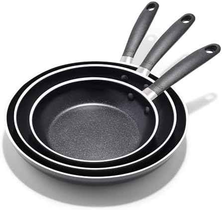 OXO 3-Piece Nonstick Frying Pan Set (8", 10", 12"), PFAS-Free Ceramic
